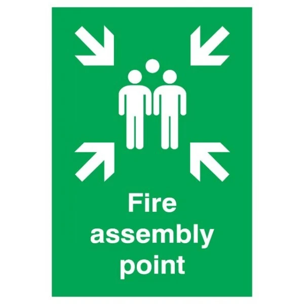 Fire Point Labels SIGNS & LABELS Fire Assembly Point Sign - Rigid Polypropylene - 420mm x ...