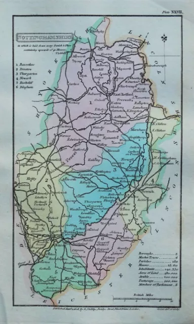 NOTTINGHAMSHIRE, Capper Original Hand Coloured Antique County Map 1808