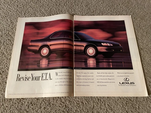 Vintage 1993 LEXUS ES-300 ES300 Car Print Ad 1990s "REVISE YOUR E.T.A."