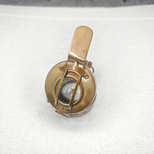 Boussole Prismatique Laiton Massif - Réplique Mark III Militaire Avec Housse Cuir Fonctionnelle 547457