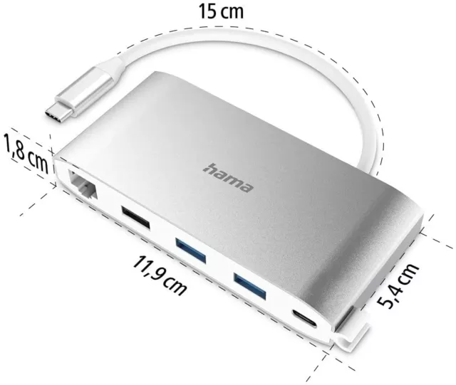 Hama USB-C 3.2 Multiport Docking Station HUB  HDMI + VGA + LAN + USB-C + USB-A