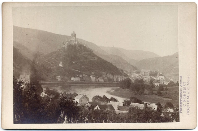 Original 1880er J. Kab.Karte COCHEM a. d. Mosel von C. Koemmet