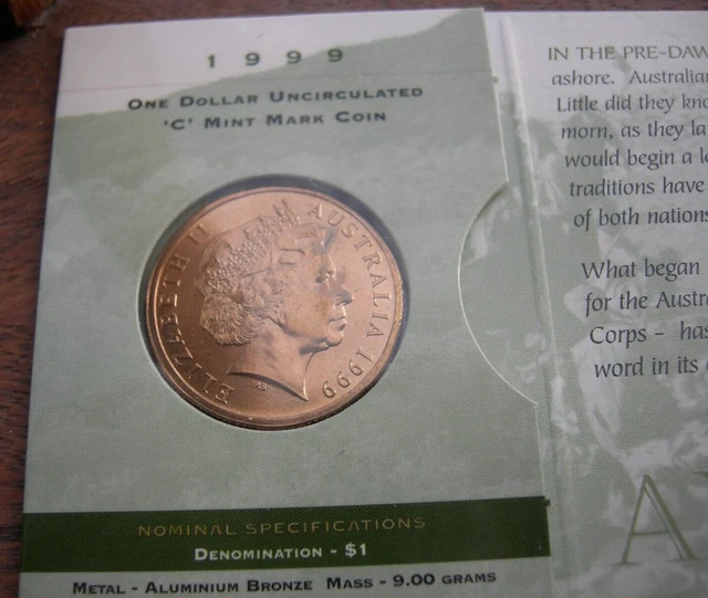 AUSTRALIAN 1999 ANZAC and 2000 HMAS Sydney 1 coins UNC.