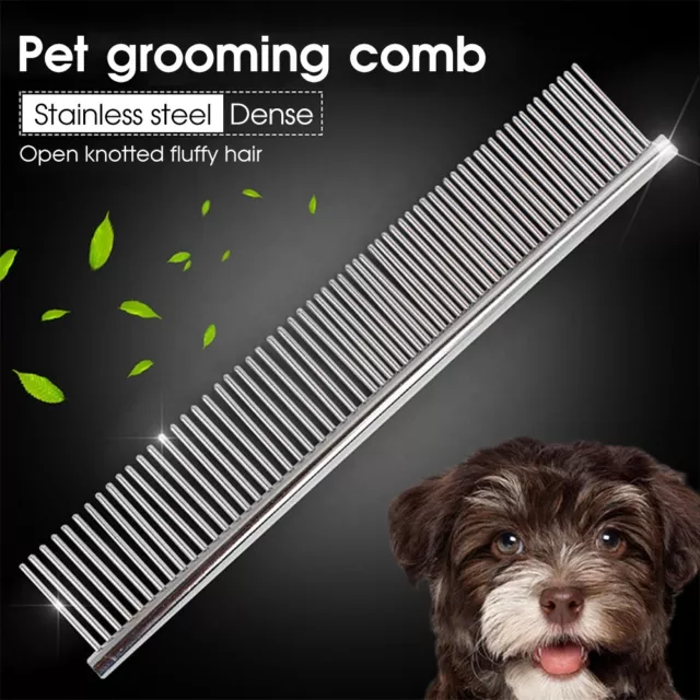 Pet Puppy Dog Cat Comb Metal Fur Rake Double Row Teeth Brush Grooming Hair New