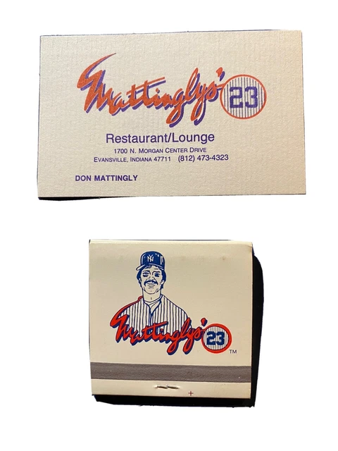 Don Mattingly Restaurant Business Card & Match book. Don Mattingly Restaurant Business Card & Match book.