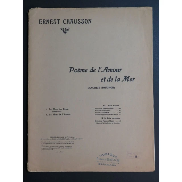 CHAUSSON Ernest Poème de l'Amour et de la Mer Chant Piano 1948 2