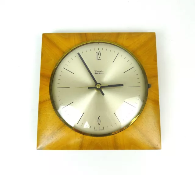 Vintage Mid Century 60S Sunray Teak Vintage Danish Modern Wall Clock By Diehl