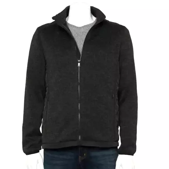 MEN'S APT. 9 Sherpa-Lined Black Sweater Fleece Jacket XXL 2XL NEW w/tag ...