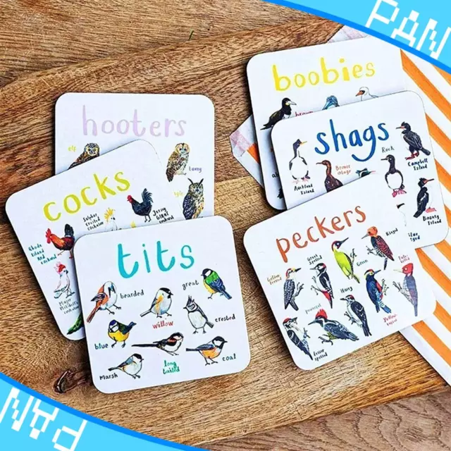 6PCS/SET 6 Bird Pun Coasters Funny Coasters Table Protect Cup Mugs Mat for Drink