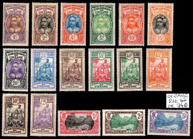 OCEANIE : Série 21 à 37, Neufs * = Cote 74 € / Lot Timbres  COLONIES