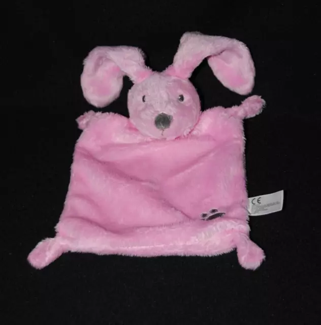 Doudou plat lapin rose NICOTOY SIMBA TOYS KIABI empreinte nez gris NEUF