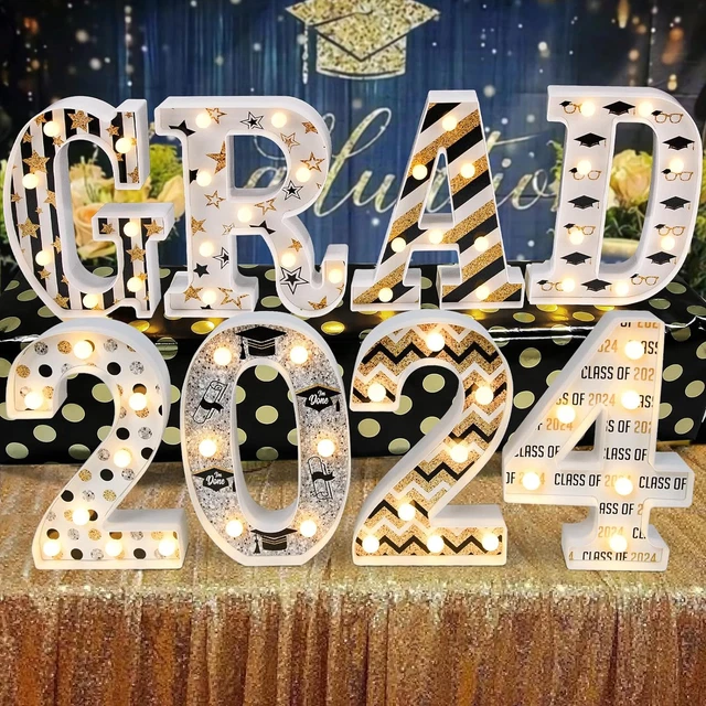 GRADUATION PARTY DECORATIONS 2024 8 LED Marquee Light up Letters