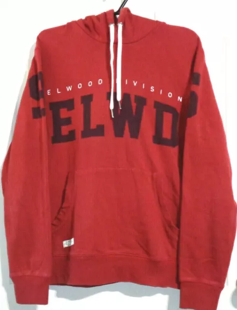 Elwood Mens Size Medium Dark Red 2 Pocket Long Sleeve Hoodie With Logo