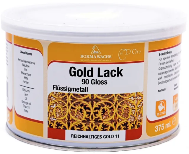 Goldlack Goldfarbe Metall Holz Vergoldung Gold Farbe Lack 375ml