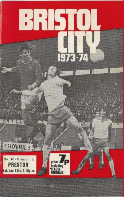 Football Programme BRISTOL CITY v PRESTON NORTH END Jan 1974