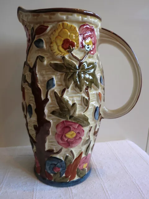 H J Wood England Large / Tall Hand Painted Jug No. 579  Indian Tree Vgc