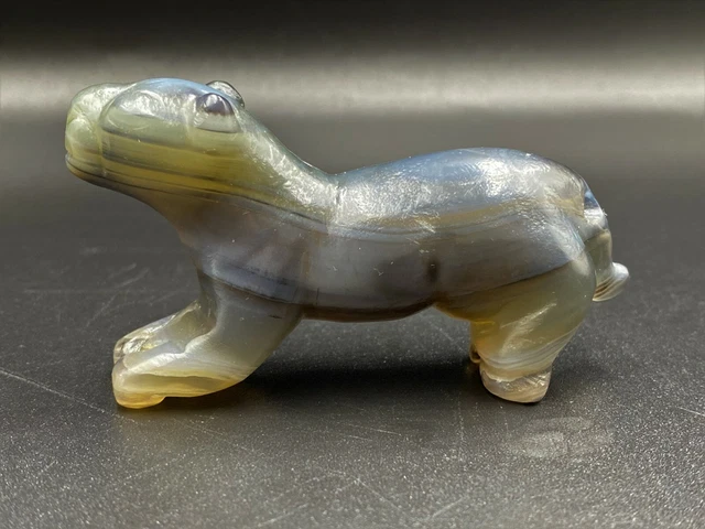 Antique Ancient PYU dynasty Tiger Figure carved Bead In Agate stone 8