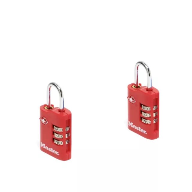 4686EURTR Master Lock 2 TSA Zahlenschlösser rot Zink 30mm Stahlbügel 20mm D3mm