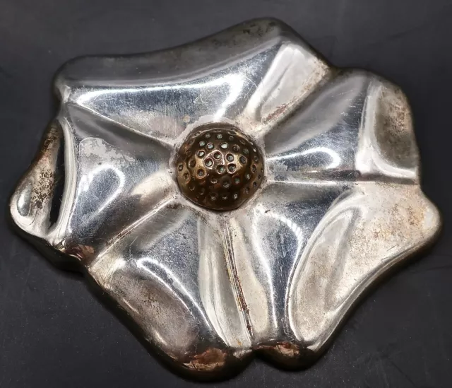 Vintage Signed TE-26 Sterling Silver 2 Tone Flower 2.75" Brooch Pin 27.19 Grams