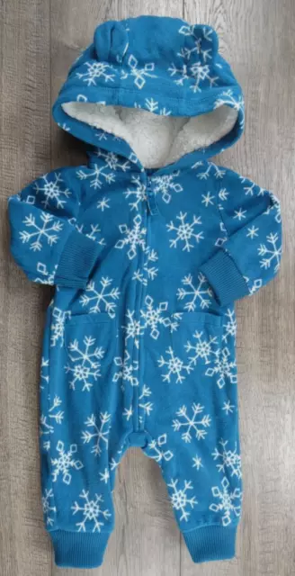 Baby Girl Clothes Carter's 3 Month Fleece Hooded Blue Snowflake Outfit