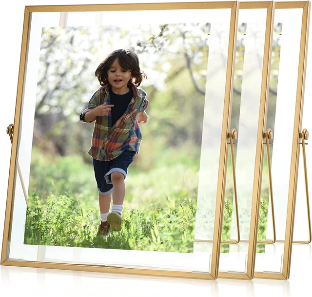 Set of 3 Glass Photo Frame Antique Metal Geometric Picture Frame with Glass