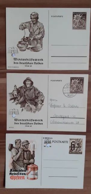3 Postkarten - Deutsches Reich - 1938/39/1941 -  WHW