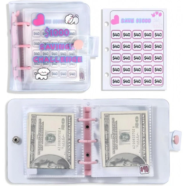 Mit Bargeld $1000 Saving Challenge Binder PU Haushalts binder  Kinder
