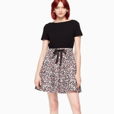 Kate Spade Wildflower Mixed Media Dress in Black Size XXL