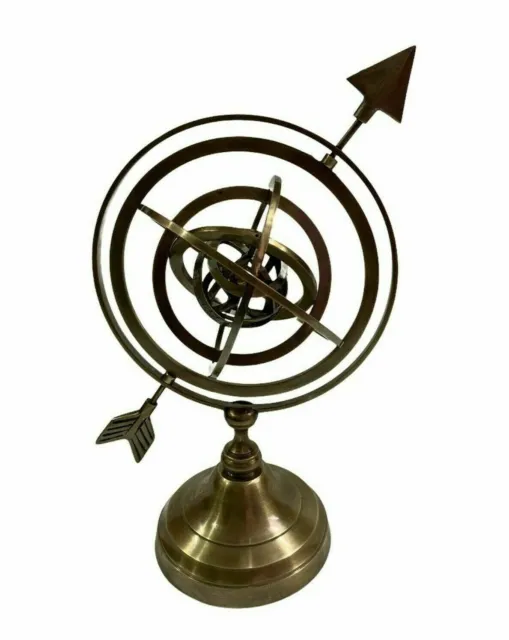 12'' Nautical Vintage Arrow Armillary Sphere Astrolabe Antique Brass Home Decors