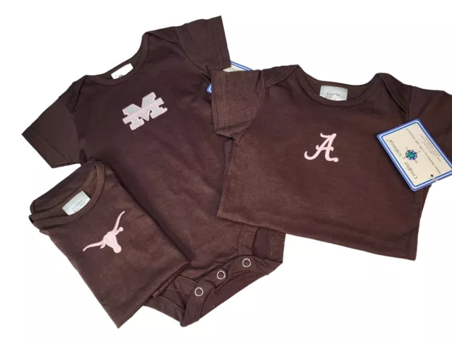 College Baby Girl Bodysuits 1 Piece NCAA Team Infant Apparel
