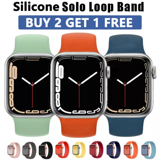 Strap for Apple Watch Series 8 7 6 SE 5 4 42/45mm iWatch Silicone Solo Loop Band