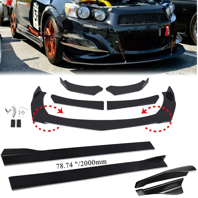 FRONT BUMPER CHIN Lip Splitter Spoiler Body Kit+Strut Rods For Chevy