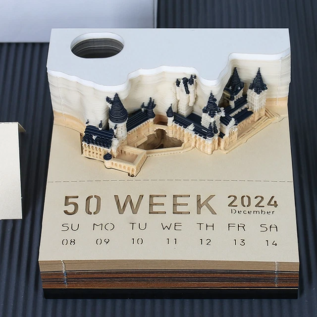 2024 CHRISTMAS CALENDAR Notepad Christmas Castle 3D Memo Pad with Light