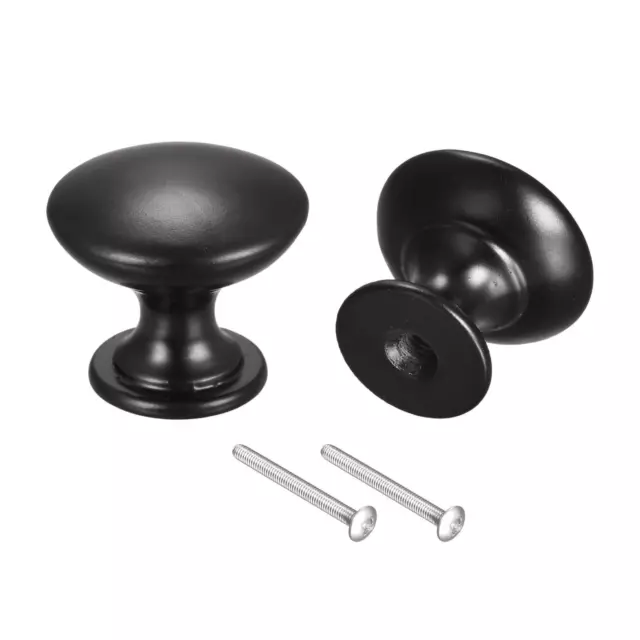 Drawer Knobs, 2pcs 24mm(0.94") Round Pull Handles Zinc Alloy Matt Black