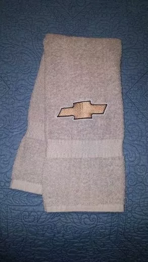 Chevy "BOWTIE" logo / emblem  embroidered on terrycloth hand towel