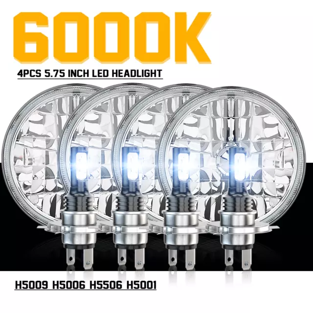 8x For Corvette 62-82 DOT 5.75" 5-3/4 Halo LED Headlights Hi/Lo Beam 6000K