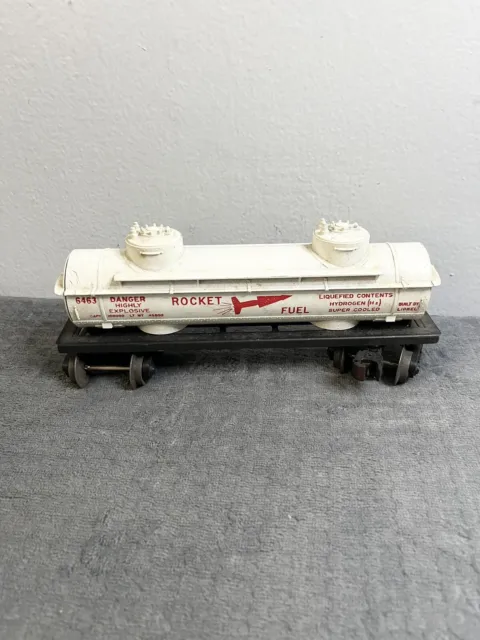 Postwar Lionel O Gauge #6463 Rocket Fuel Tanker Car White Train AS IS