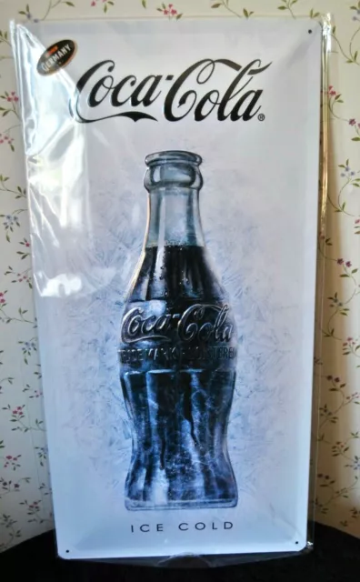 Nostalgic Art, Blechschild COCA COLA - ICE WHITE, 25 x 50, Neu