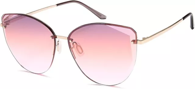 Damen Cateye Sonnenbrille mit Diamant Schliff, Rahmenlos mit getönt