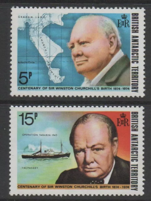 British Antarctic Territory 1974 Winston Churchill set of 2 Mint Unhinged