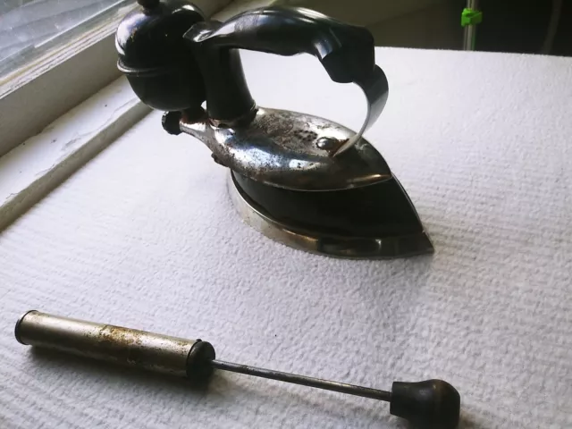 Coleman Vintage Stainless Steel Gas Fueled Clothing Iron With Tank And Nozzle
