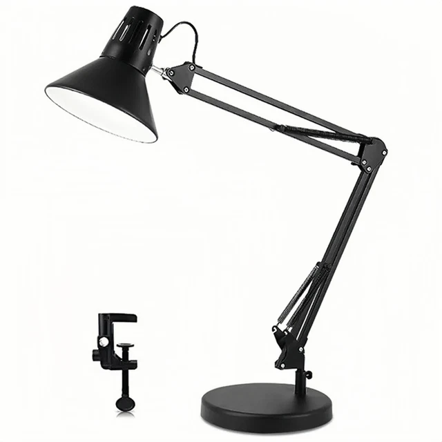 Lampada da Tavolo Scrivania Braccio Girevole Snodabile con Morsetto Ufficio E27