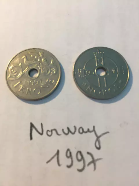 Monnaie, Norvège, Harald V,  1 Krone, 1997, TTB, Copper-nickel,Norway