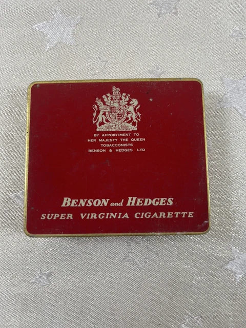 vintage benson and hedges cigarette tin French  & Hedges" Sold in France Red Metal Super Virginia Vintage Benson & Hedges Advertising