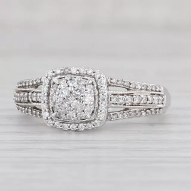 0.50ctw Diamant Cluster Halo Ring 10k Weißgold Größe 8.5 Verlobung