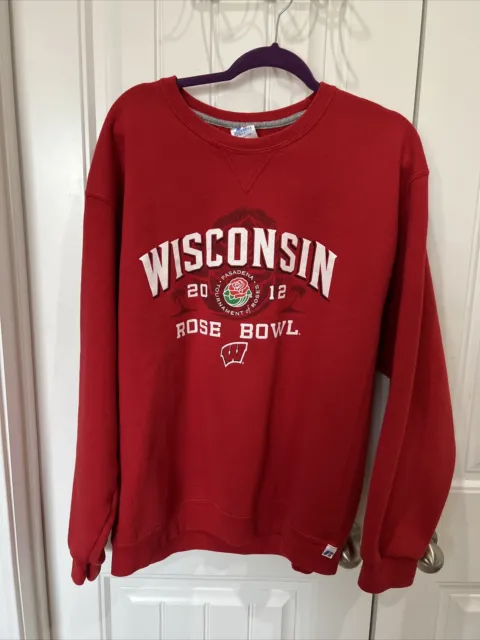 Vintage 2012 Rose Bowl Sweatshirt Mens XL red Wisconsin Badgers Football Sports