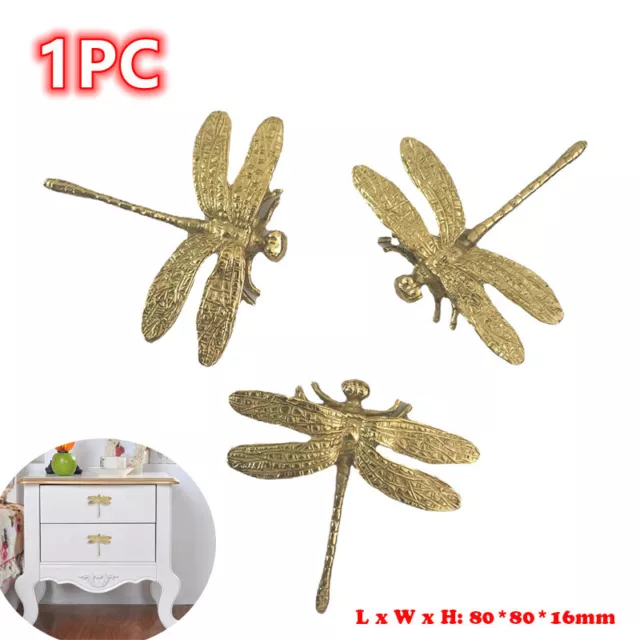 1PC Laiton Libellule Forme Boutons Tiroir Armoire Cuisine Poignée Commode Tirer 2