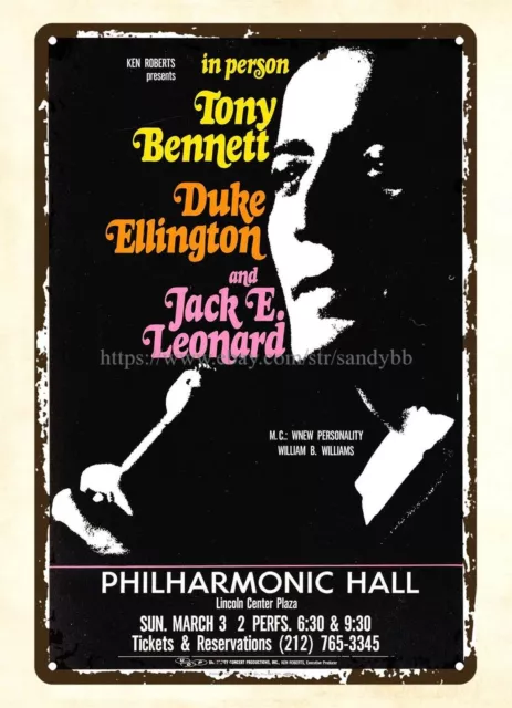 1969 Tony Bennett, Duke Ellington Philharmonic Hall Concert Poster metal tin