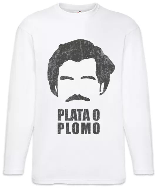 T-shirt uomo a maniche lunghe Plata O Plomo Pablo Fun Narcos Ritratto Escobar