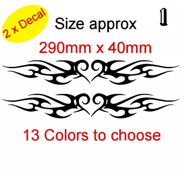 SET 2X TRIBAL FLAME HEARTS Graphic Vinyl Decal Sticker Car, Laptop Bike  REF 1